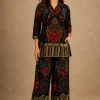 black floral print kurti plazo set for women