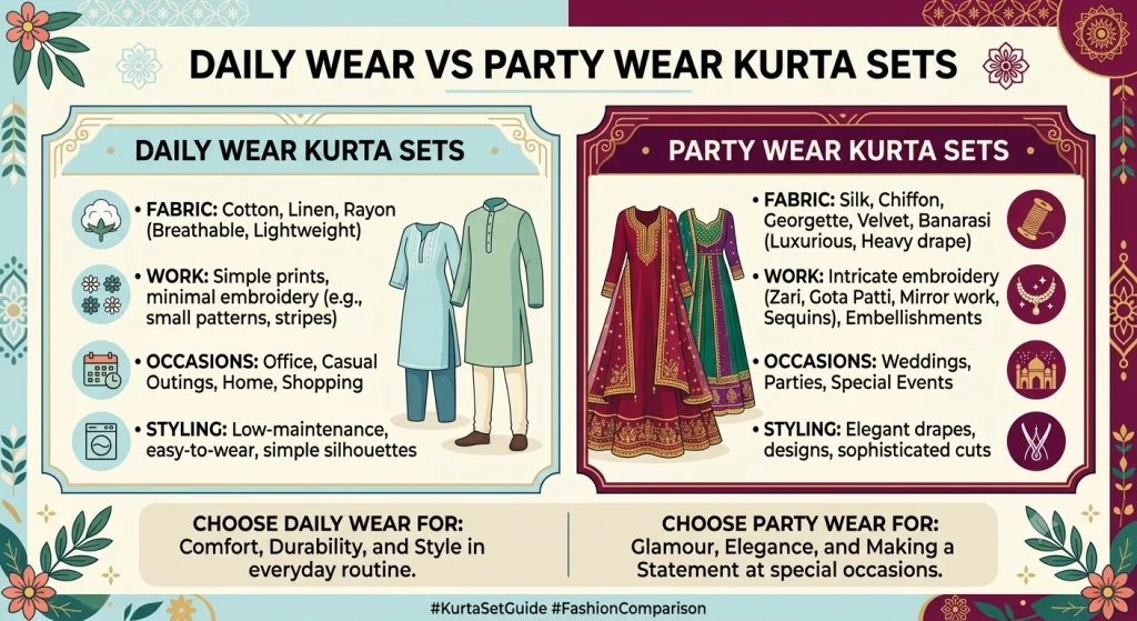 party wear kurta set for women