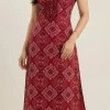 red print long kurti plazo set for women