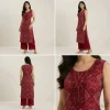 red print long kurti plazo set for women
