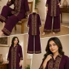 wine border print kurti plazo set for women